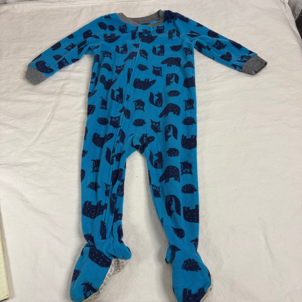 Carter's Toddler Boy Animals Fleece Footed Pajamas Sleeper Size 18 Months
